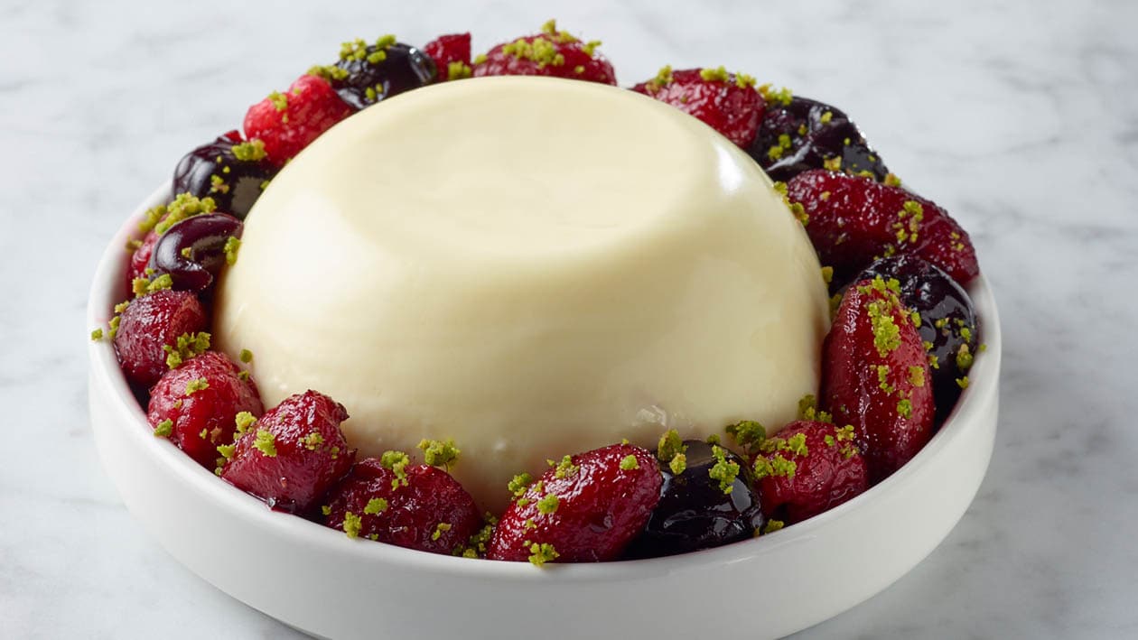 Buttermilk Panna cotta with port soaked fruits Recipe